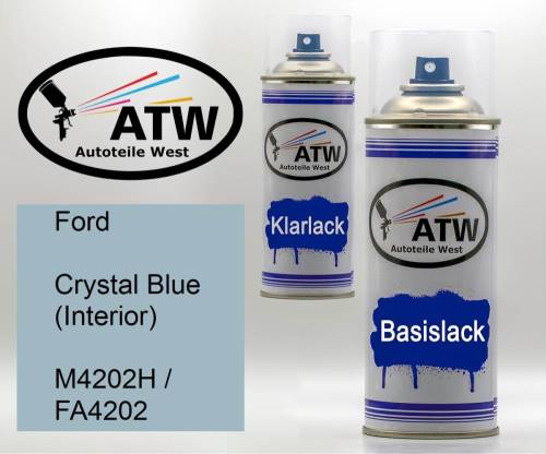 Ford, Crystal Blue (Interior), M4202H / FA4202: 400ml Sprühdose + 400ml Klarlack - Set, von ATW Autoteile West.